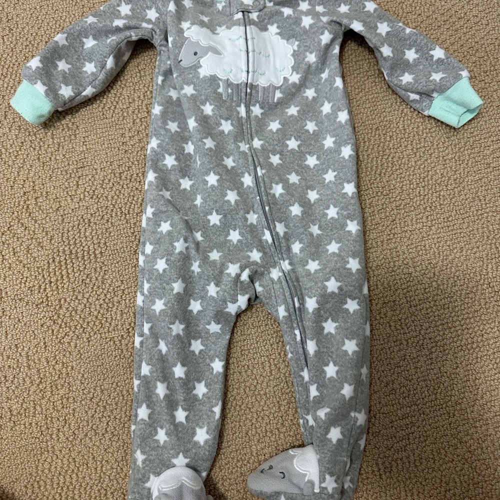 Carter's Gray Star Footie with Mint Accents